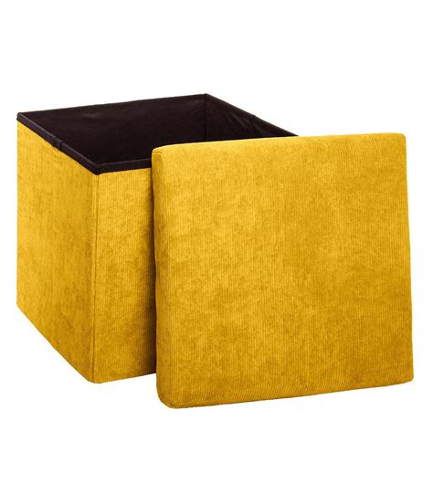 En Pouf Pliant Et Coffre De Rangement Velours C Tel Ocre H Cm