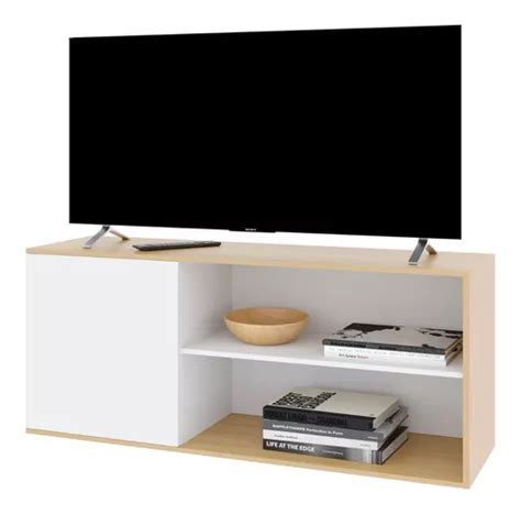 Mesa Mueble Tv Rack Led Moderno Melamina Puerta Y Estantes