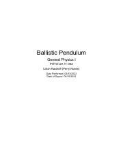 Ballistic Pendulum Lab Report Pdf Ballistic Pendulum General Physics