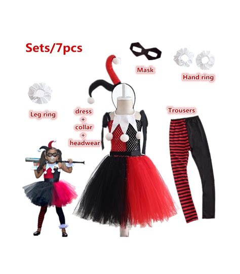 Disfraz Harley Quinn Rojo Y Negro Tutu Talla