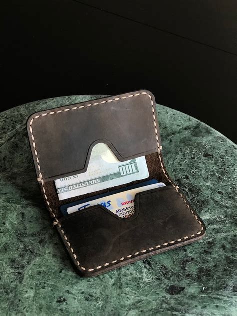 Leather Business Card Holder Leather Bifold Wallet Etsy