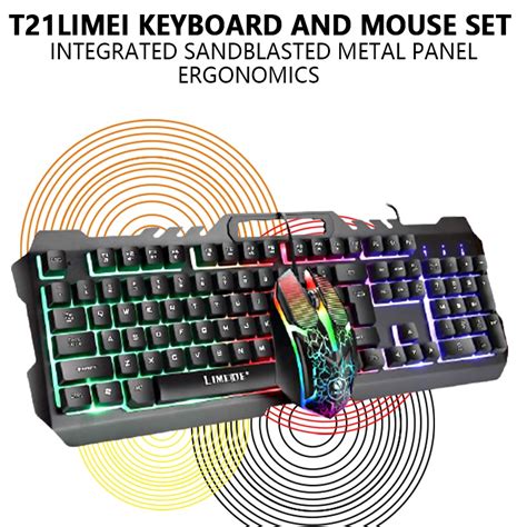 T Backlit Computer Keyboard And Mouse Set Wired Ergonomic With Phone