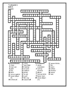 T es branché 1 Unité 4 Leçon A Crossword by jer520 LLC TPT