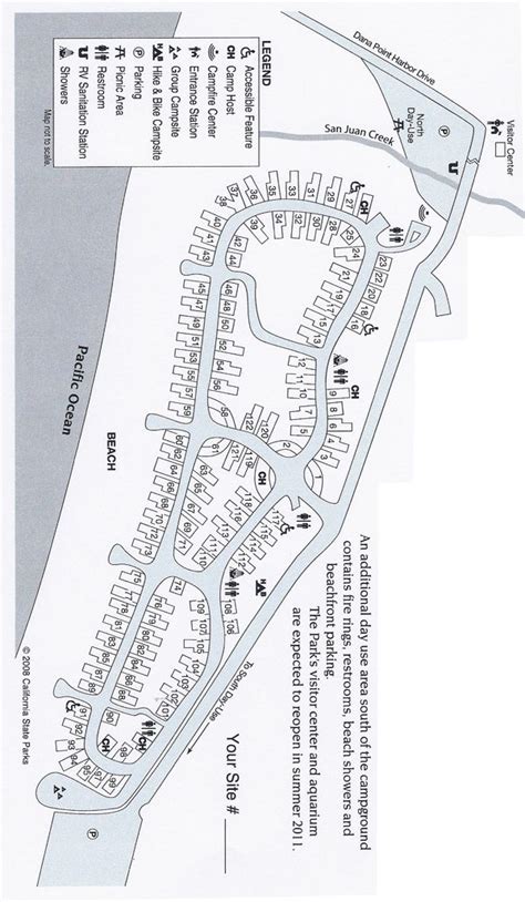 Doheny Campsite Map Picnic Area Beach Picnic Campsite