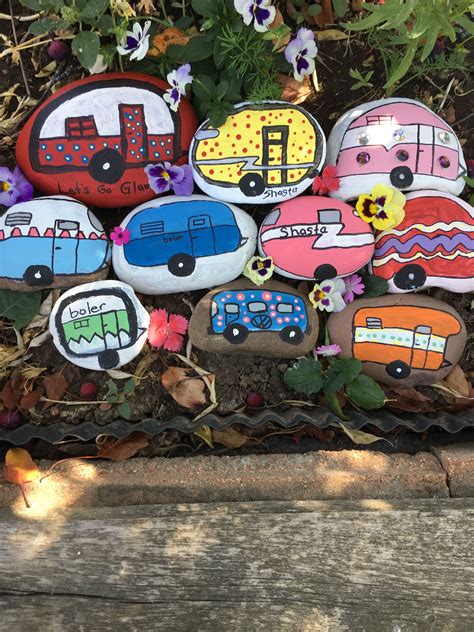 Painted Rocks Vintage Campers By Angele Gagnon Painted Rocks Cool