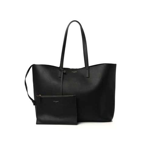 SAINT LAURENT Calfskin Large Shopping Tote Black BestLuxuryBags