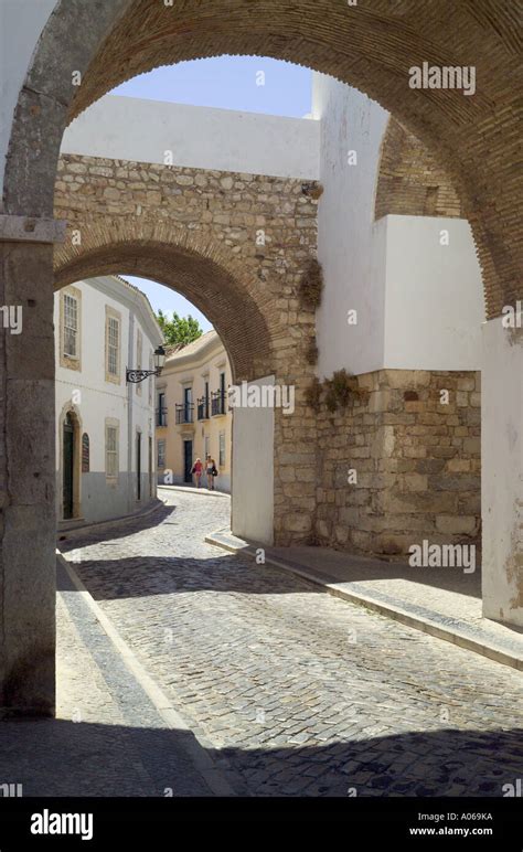 Portugal The Algarve Faro Arches In The City Walls In The Old Town