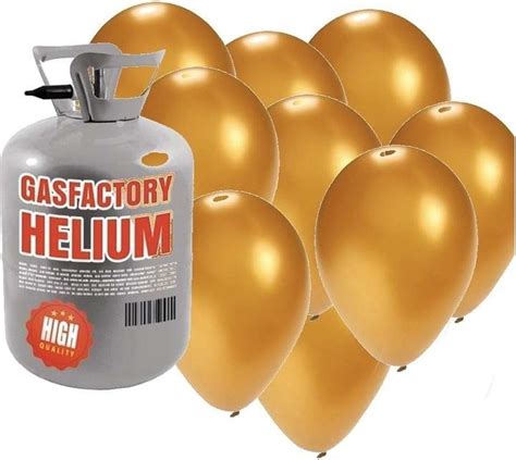 Helium Tank Met Gouden Ballonnen Goudkleurig Heliumgas Met