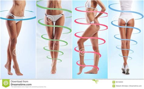 Collage De Diversas Fotos Del Cuerpo Femenino Con Las Flechas Del