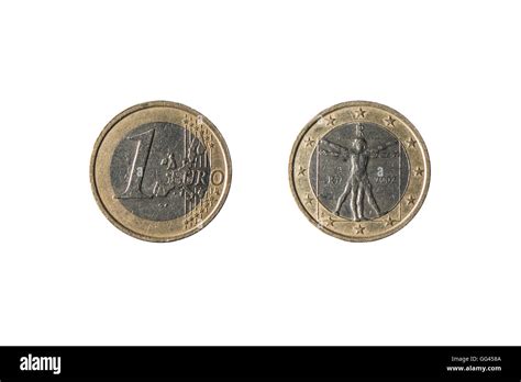 Las Dos Caras De La Moneda De Un Euro Ampliamente Utilizado Aislado