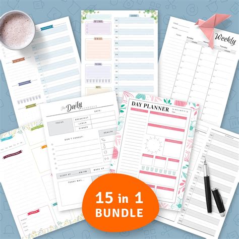 Undated Planner Templates Bundle 15 In 1 Template Printable Pdf