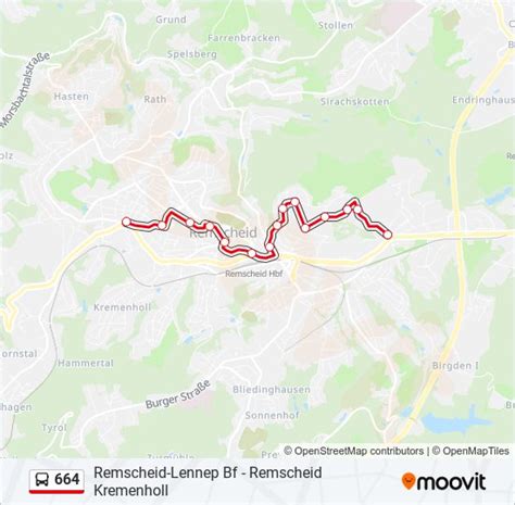 664 Route Fahrpläne Haltestellen Karten Remscheid Amtsgericht