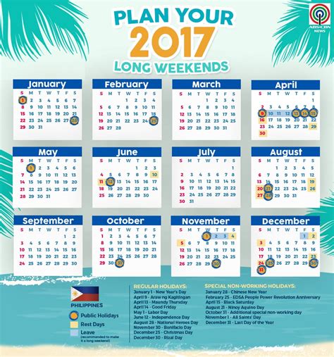 This calendar will help you plan your 2017 holidays | ABS-CBN News