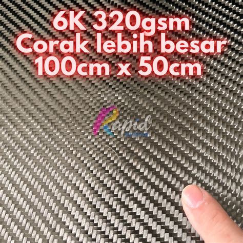 Jual Bahan Kain Serat Karbon Asli Carbon Fiber Fabric 6K 320 Gsm Twill