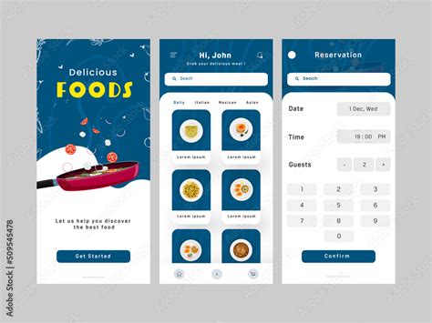 Set Of Food Mobile App UI UX GUI Screens Including Get Started