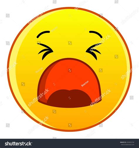 Yawning Yellow Emoticon Icon Cartoon Illustration 스톡 일러스트 659903194