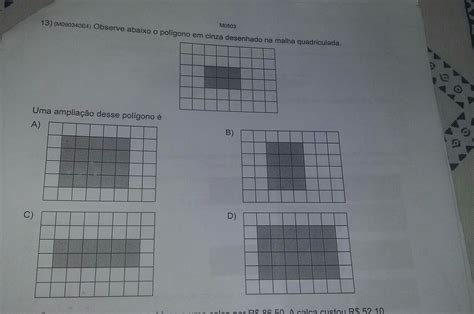 Observe O Desenho Em Cinza Na Malha Quadriculada Abaixo Librain