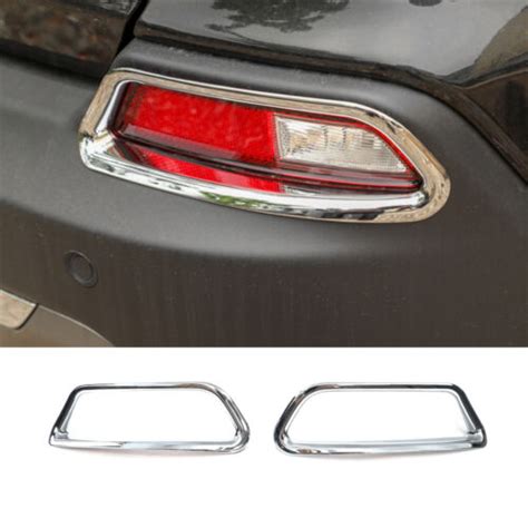 Pcs Abs Chrome Rear Tail Fog Light Lamp Cover Trim Frame For Jeep