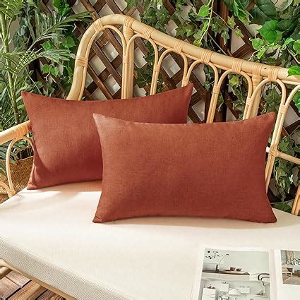 Amazon Woaboy Set Of 2 Outdoor Waterproof Throw Pillow Covers Rust