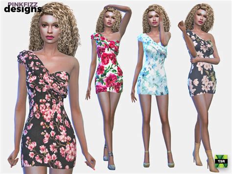 The Sims Resource Flower Shoulder Dress