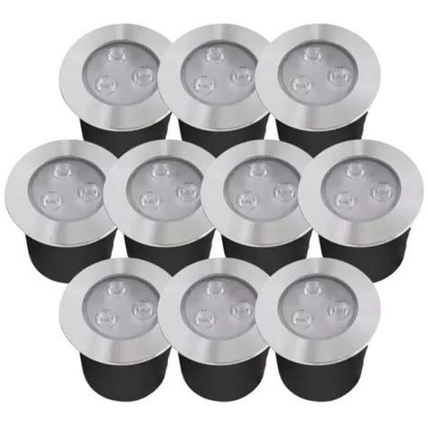 Kit 10 Balizador Spot Led Embutir Chao Piso Jardim 3w Ip67