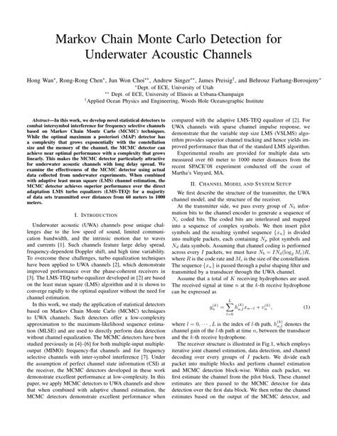 Pdf Markov Chain Monte Carlo Detection For Underwater Acoustic Channels