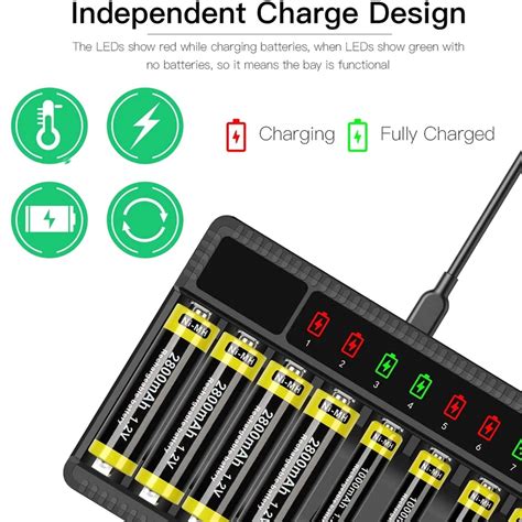 Carregador De Bateria Inteligente Display LED AA AAA Baterias