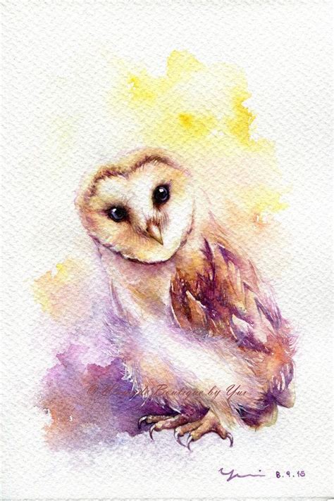 Watercolor Barns Owl Watercolor Original Watercolor Painting