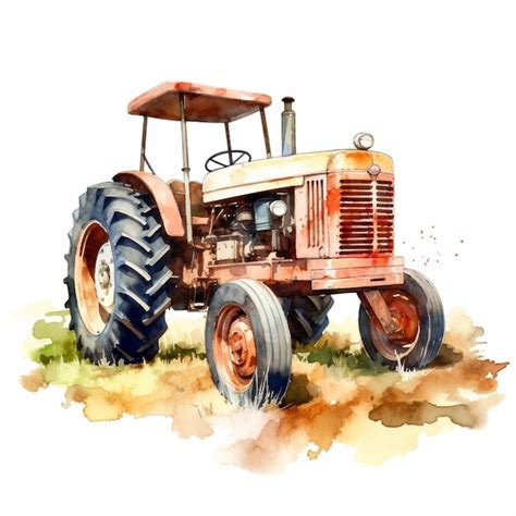 Premium AI Image There Is A Watercolor Painting Of A Tractor On The