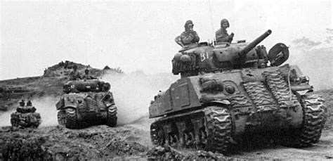 Advancing Column Of M4 Shermans Tanks Steel And Firepower War Photos