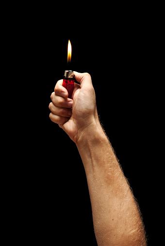 Man Hand Holding Burning Lighter Stock Photo Download Image Now