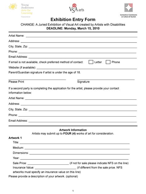 Fillable Online Cultureandtourism Exhibition Entry Form Fax Email Print