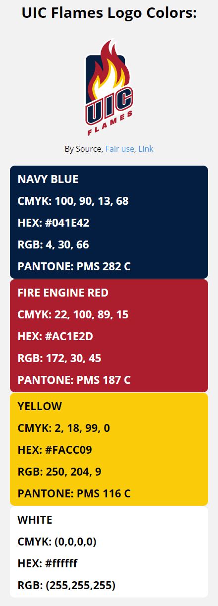 Uic Flames Team Colors Hex Rgb Cmyk Pantone Color Codes Of Sports Teams