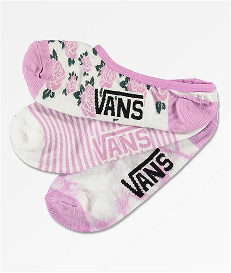 Vans Canoodle Red Roses 3 Pack No Show Socks Zumiez Cute Socks No