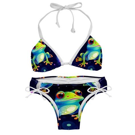 Starry Sky Frog Swimsuit Bikini Set With Detachable Sponge And