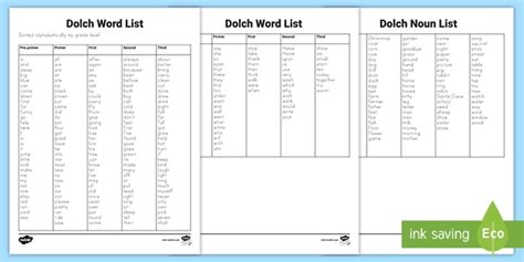 Dolch Sight Word List (teacher made)