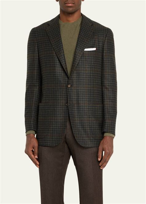 Kiton Men S Cashmere Wool Houndstooth Sport Coat Bergdorf Goodman