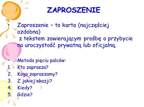 jak napisać zaproszenie Brainly pl