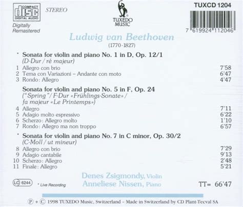 Ludwig Van Beethoven Violinsonaten Nr 1 5 7 CD Jpc