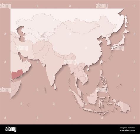 Vector Illustration With Asian Areas With Borders Of States And Marked