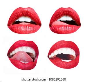 Realistic Female Lips Gloss Mouths Bright Stock Vector Royalty Free