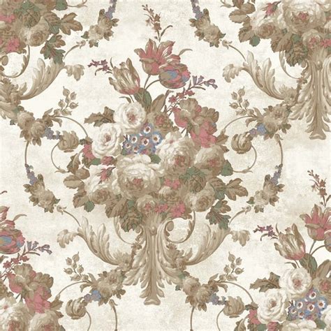 Seabrook Designs Hamilton Watercolor Floral Unpasted Wallpaper Bed