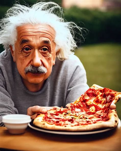 A Photo Of Albert Einstein Eating Pizza Highly Stable Diffusion