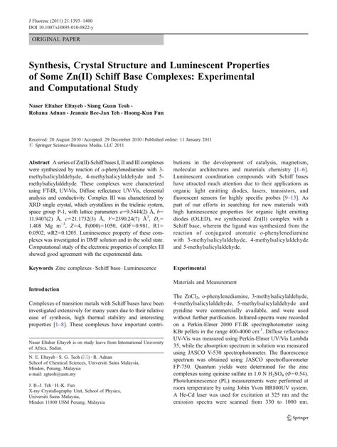 Pdf Synthesis Crystal Structure And Luminescent Properties Of Some