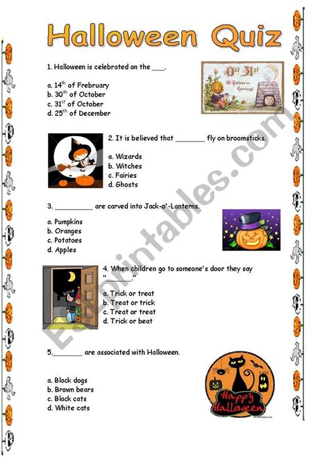 Halloween Quiz ESL Worksheet By Pukkii