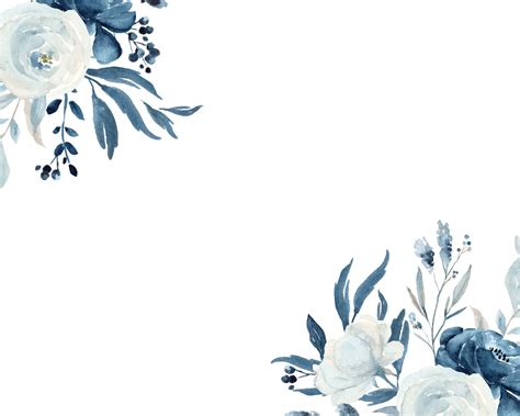 Navy Blue And White Floral Bouquets Blue Flowers Watercolor Clip Art