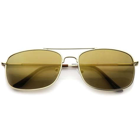 Mens Sports Square Gold Metal Mirrored Lens Aviator Sunglasses A026