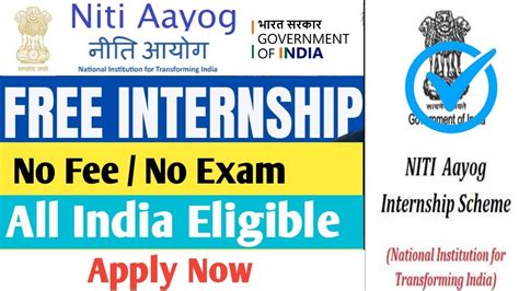 Government Of India Internship 2023 Free To Apply Niti Aayog