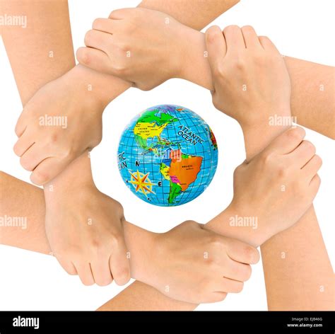 Hands And Globe Stock Photo Alamy