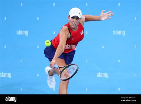 Sydney Australia Th Dec Madison Keys Of Usa Reaches For The